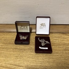 2 x Elizabeth Duke Jewellery Set - Butterfly & Sterling Silver Heart Necklace