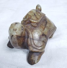 Vintage Nephrite Jade Tortoise Figurine with Baby Turtle Ornament - B20