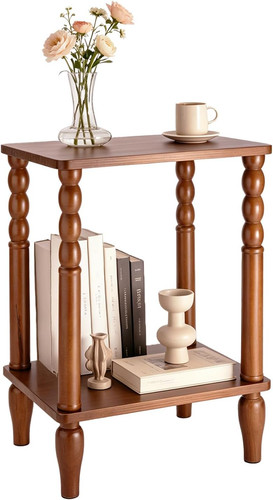 Solid wood end table with - end,