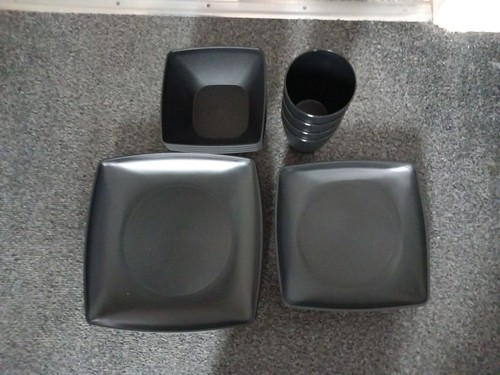 Piece black plastic - black, square