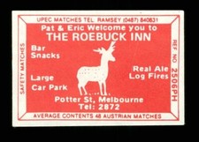 Matchbox label Pub The Roebuck