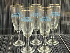 VINTAGE OF FIVE GOLDWELL SNOWBALL GLASSES GILT RIM COCKTAIL BREWERIANA