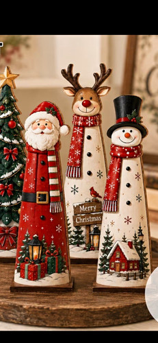 Christmas wooden figurines set - wooden,
