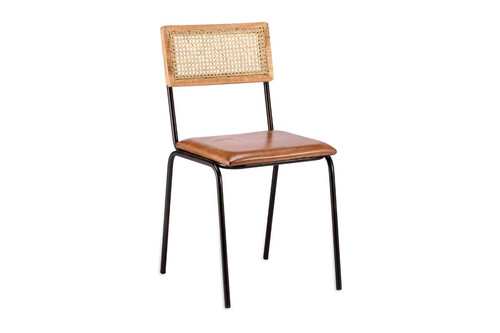 Leather cane dining chair - chair,