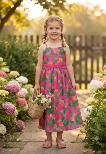 Girls pink tropical palm - girls,