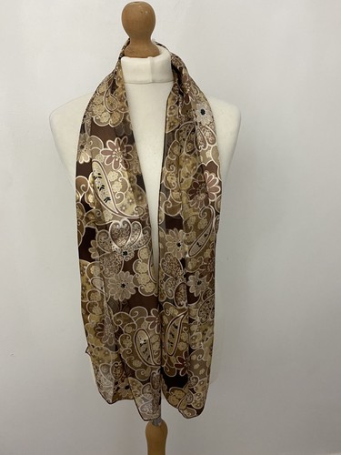 Ladies scarf brown floral - ladies,