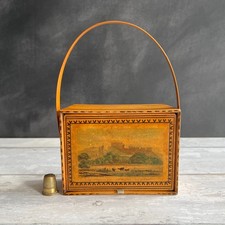 RARE Antique Sewing Basket Sewing Pannier of Carisbrooke Castle Early English