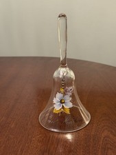 Vintage Glass Clear Hand Painted Pearl Wedding Bell Christmas Ornament