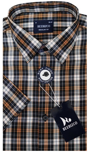 Mens checked shirts short - checked,