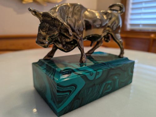 Polished brass bull - polished, on