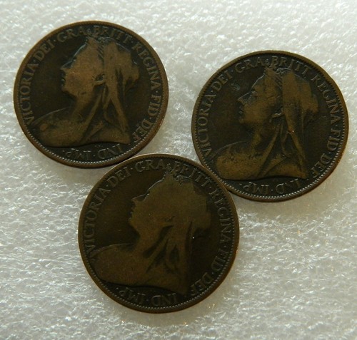 Three queen victoria one penny - three,