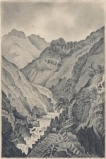 Mountain Waterfall Wales 1828