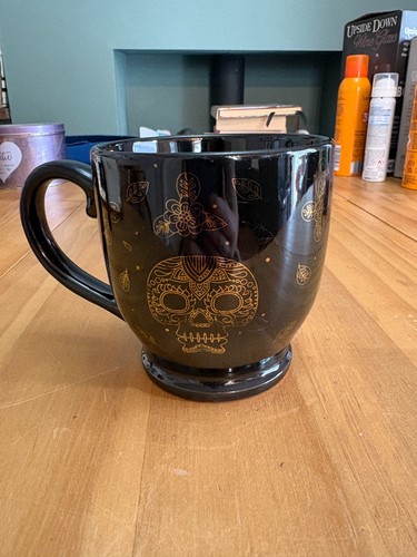Black ceramic sugar skull - sugar, mug