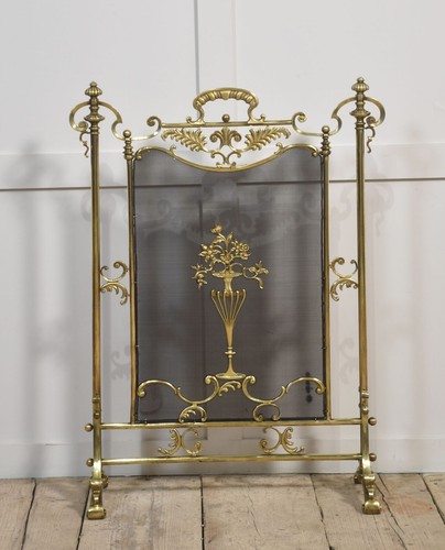 Antique brass fire screen - brass, |