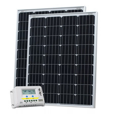 200w Solar Panel Kit Twin Panels 20a PWM Charge Controller Camper Van Caravan...