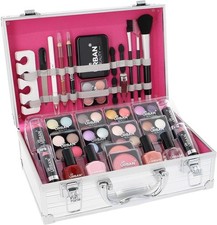 64pc Vanity Case Beauty Essentials Kit Cosmetic Makeup Vegan Kit & Aluminium Box