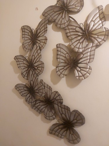 Grey metal butterfly wall art - metal,