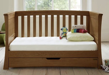 mamas and papas ocean oak toddler cot single bed oak pull out storage drawer