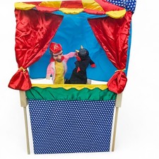 Puppet Theatre with 6 Puppets Firsta Craft Complete. One Pole Damaged See Photo