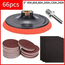 66Pcs Sanding Disc Kit Hook & Loop 125mm Attachment Drill Grinder Backing Pad UK