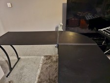 L shaped desk black wood effect.