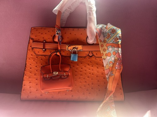 Orange peacock handbag with - orange,