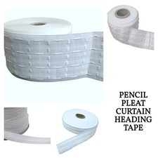 CURTAIN HEADING HEADER TAPE PENCIL PLEAT WHITE  1 inch  2 inch  3 inch 6 inch