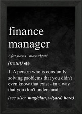 Finance Manager Definition Framed Wall Art Poster Canvas Print Picture