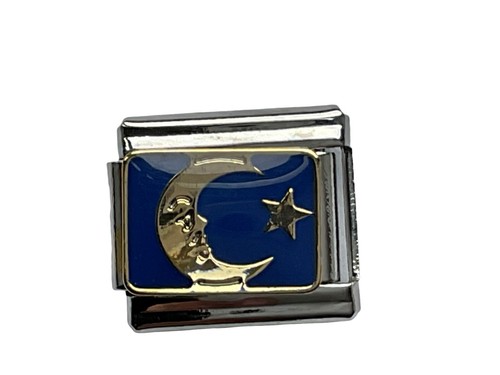 Silver gold moon star italian - silver,