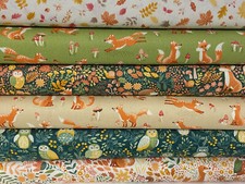 Makower Hello Autumn Cotton Fabric by 1/4 M* Wild Wood Wildlife Fox Owl Various