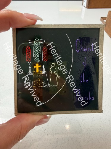Antique glass painted - painted, slide