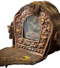 BUDDHIST GHAU TRAVELLING SHRINE PADMASAMBHAVA NEPAL TIBET REPOUSSÉ COPPER