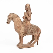 CHINESE POTTERY HORSE AND RIDER Probably Tang dynasty AD 618-907