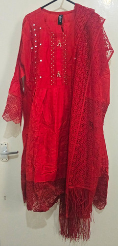 Khaadi red embroidered - red,