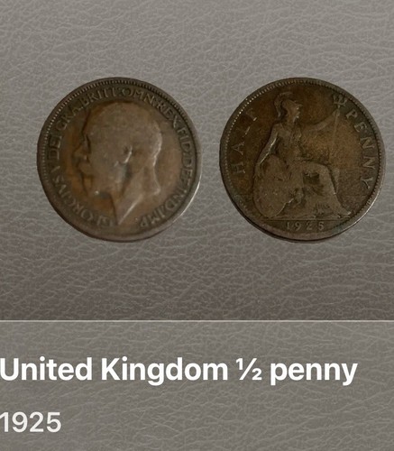 1925 half penny coin - 1925, fine