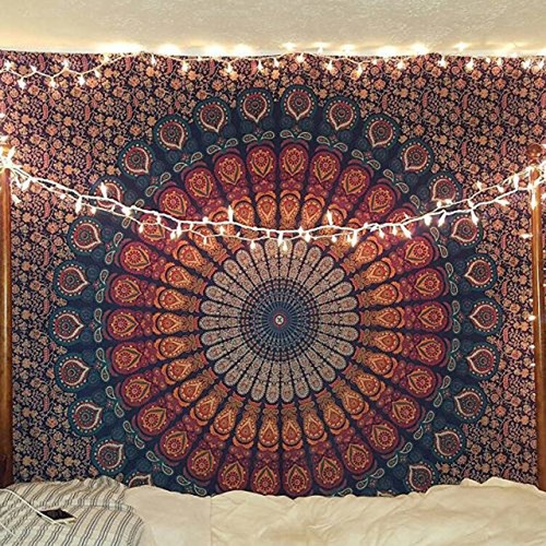 Blue orange tapestry - orange,
