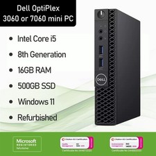 Dell OptiPlex 3060/7060 i5-8th Gen Tiny PC 16GB RAM 500GB SSD Windows 11