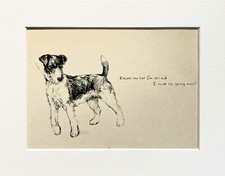 Terrier dog vintage sketch print by KF Barker 1930s/40s - mounted