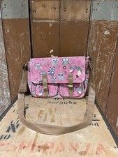 My Flip Over Satchel Crossbody Messenger Bag Pink Mix Owl & Fox Print