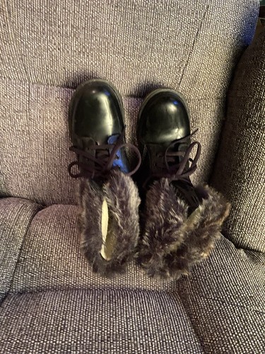 Fur patent ankle boots - fur,