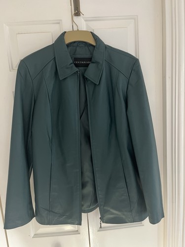 Bottle green leather jacket - bottle,