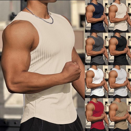 Mens ribbed solid - solid, tops