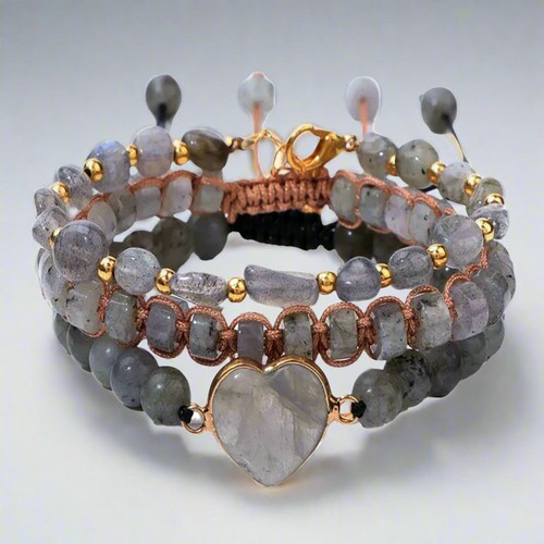 Grey agate bracelet set - bracelet,
