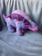Dunelm Large Stegosaurus Pink Blue Tie Dye Sparkly Dinosaur Soft Plush Toy 26"