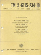 TM5-6115-234-10 Generator Set Diesel 15 KW 3 Phase Skid Mounted Technical Manual