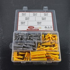 250PCS Wall Plugs and Screws Set For Heavy Duty Raw Rawl Plasterboard Fixing