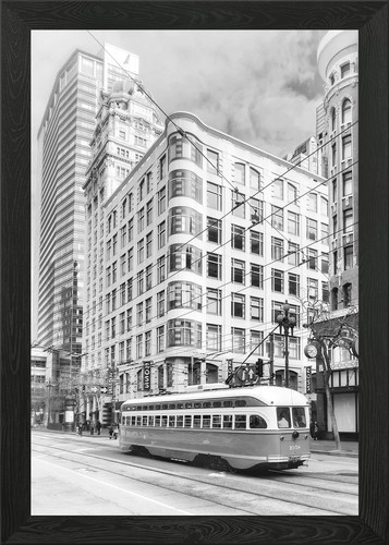 Vintage tram cityscape - in,
