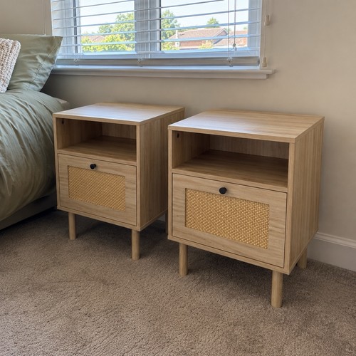 Set wood rattan - 2x,
