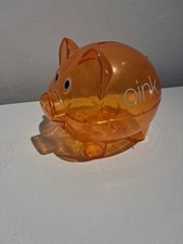 Plastic Piggy Bank Orange With