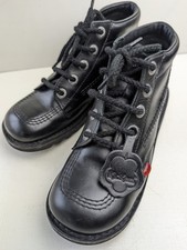 Womens Kickers Black Leather Ankle Boots UK 5 Eu 38 VGC